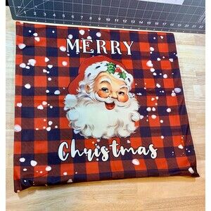 “Merry Christmas” Throw Pillow Cover – Classic Santa Face Design – Holiday Decor